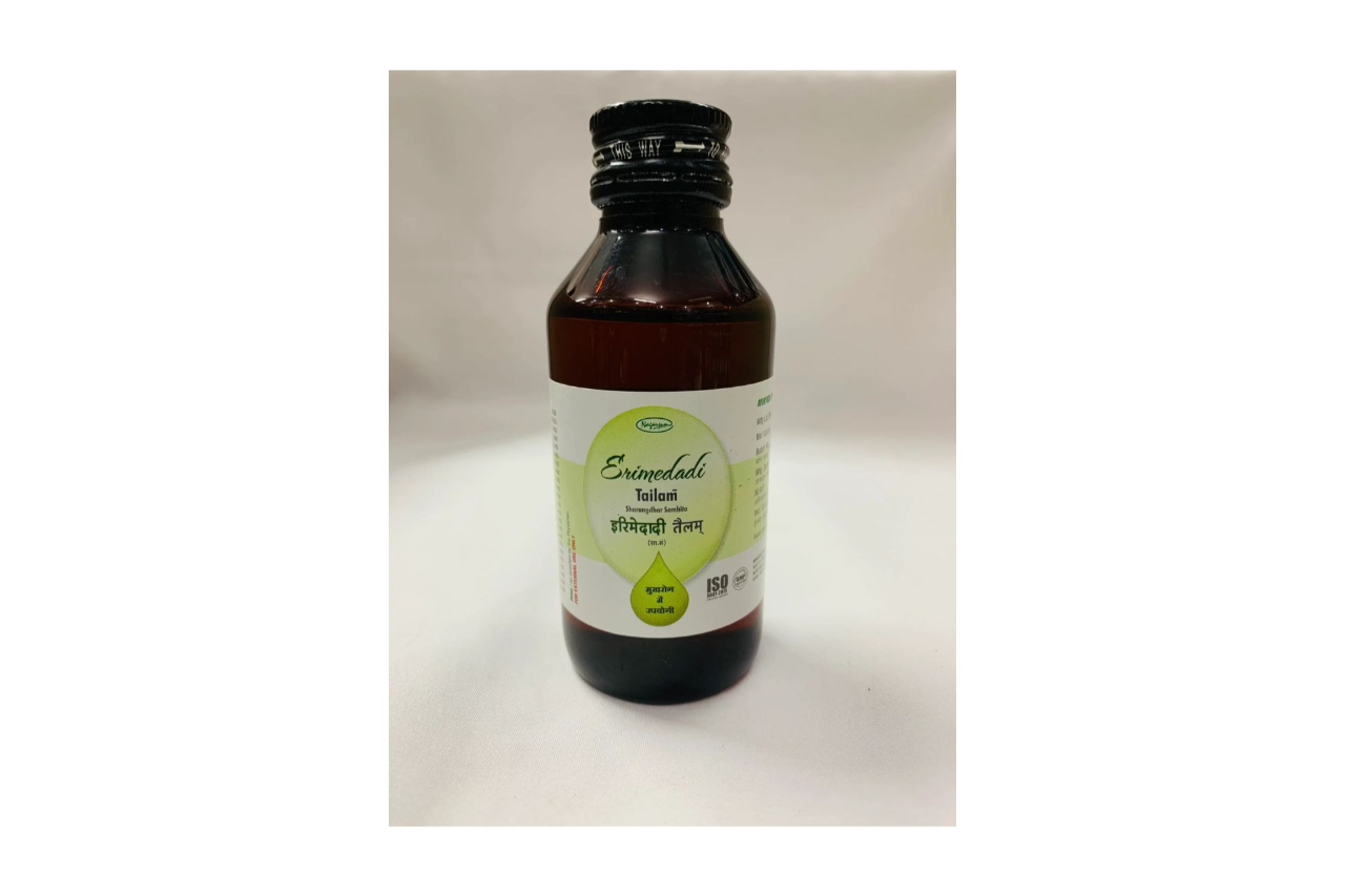 Erimedadi Tailam bottle – classical Ayurvedic herbal oil for hair fall and scalp care