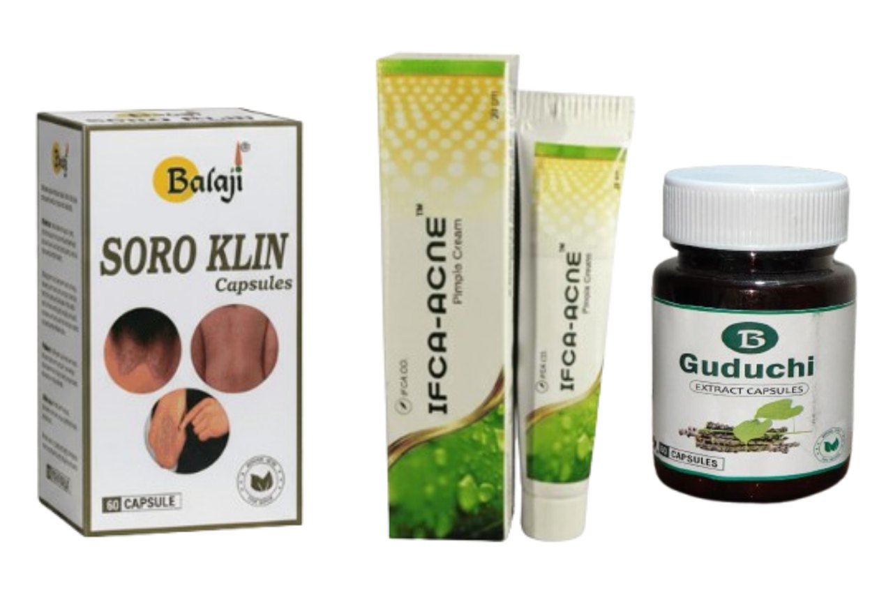 Acne Care Pack with IFCA-Acne Cream and herbal capsules for pimples and clear skin