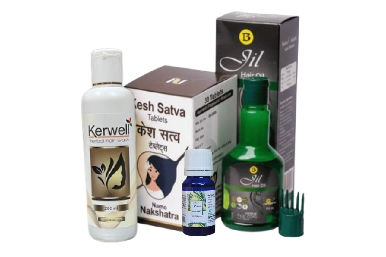 Balaji’s Complete Hair Kit – Jil Hair Oil, Kesh Satva Tablets, Kerwell Shampoo and Rosemary Oil